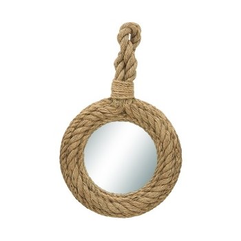17" Tan Hanging Rope Mirror with Loop