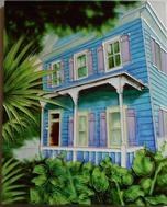 10" x 8" Secluded Turquoise Island House Ceramic Tile