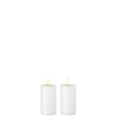 Set of 2 3.5" White LED Moving Flame Pillar Candles