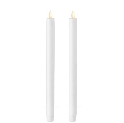 Set of 2 12" White LED Moving Flame Tapers