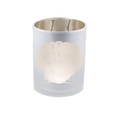 3" Metallic Silver and Gold Glass Scallop Shell Votive Holder