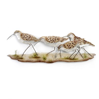 22" Beige Metal and Capiz Shell Sandpipers Plaque