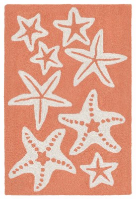 2 ft. x 3 ft. Coral and Off White Starfish Rug