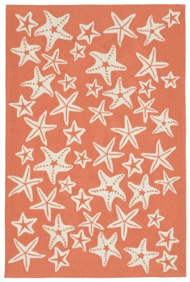 3 ft. 5 in. x 5 ft. 5 in. Coral and Off White Starfish Rug