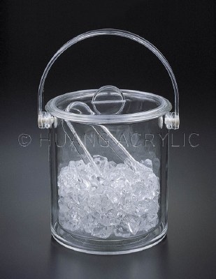 7" Clear Acrylic 1.5 Quart Insulated Ice Bucket with Tongs