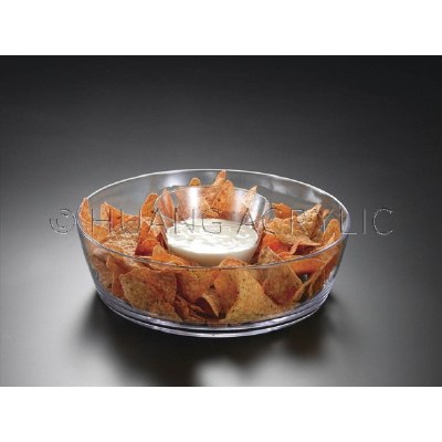 11" Round Clear Acrylic Dip and Chip Bowl