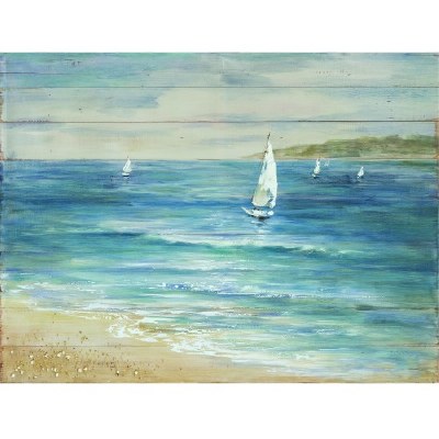 36" x 48" Blue Sailboat Serenity Slat Wood Print