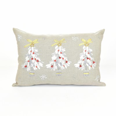 12" x 18" Silver and Red Christmas Tree Pillow