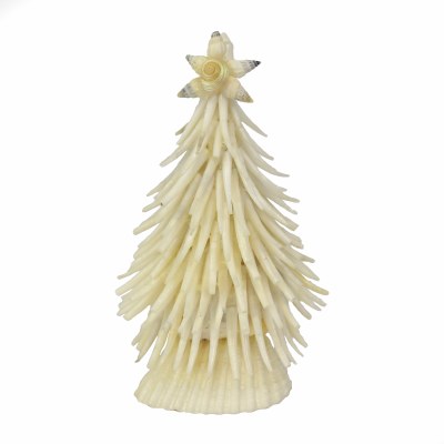 5" White Glitter Tusk Sea Shell Christmas Tree Decoration