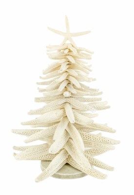 11" Medium Distressed White Finish Starfish Tree