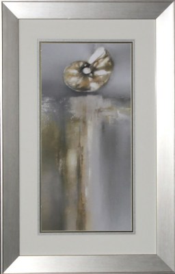 34" x 22" Nautilus Shell Coastal Print in a Silver Frame Under Glass