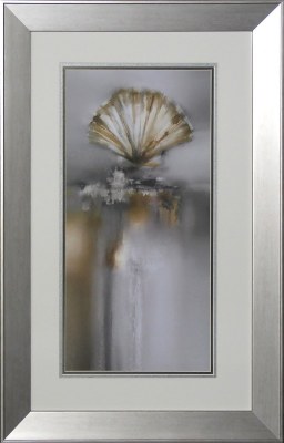 34" x 22" Scallop Shell Coastal Print in a Silver Frame Under Glass