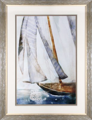 49" x 37" Sailboat Blues Framed Print Under Glass