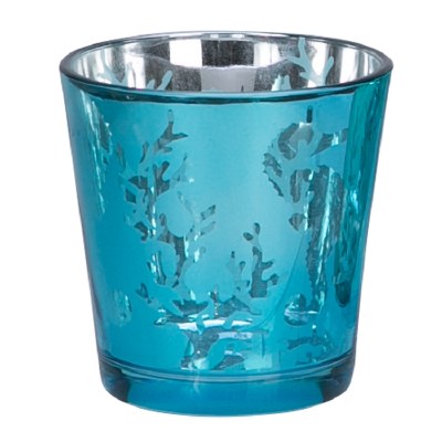 3" Blue Metallic Glass Sea Life Votive Holder