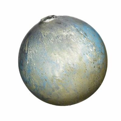 4" Blue and Silver Matte Painted Decorative Glass Orb