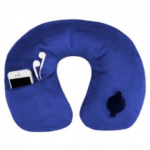 15 Cobalt Blue Inflatable Fleece Travel Pillow Wilford Lee