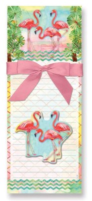 8" Pink Watercolor Flamingos Magnetic Notepad