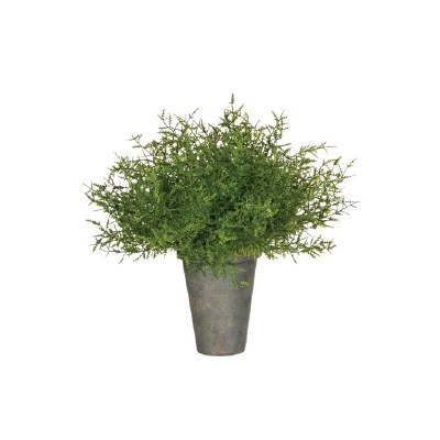 10" Faux Green Artificial Feather Fern in Gray Pot