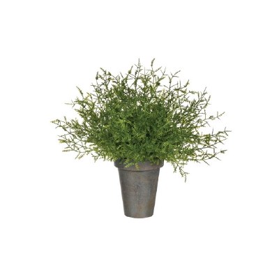 9" Faux Green Artificial Feather Fern in Gray Pot