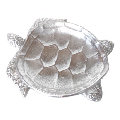 10" Aluminum Metal Textured Sea Turtle Dish