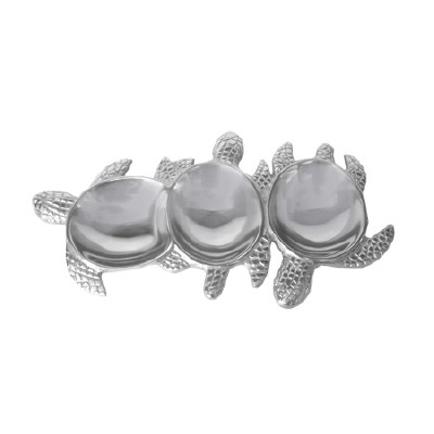 14" Aluminum Metal Triple Turtle Dish