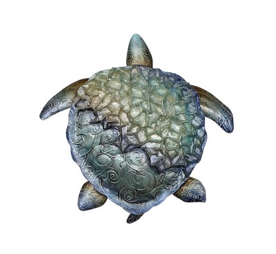 11" Blue Green Capiz and Metal Sea Turtle Plaque