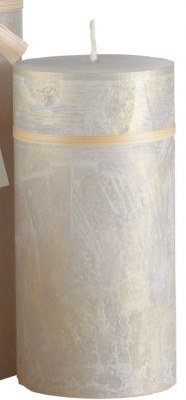 6" x 3" Light Gray and Gold Ritz Timber Pillar Candle