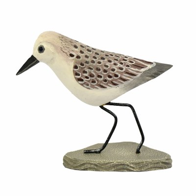 6" x 8" Single Carved Natural Sanderling Beach Bird Statue