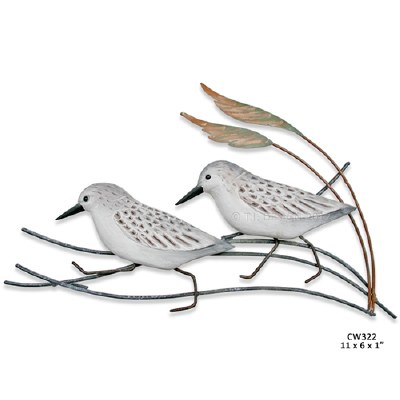 17" x 9" Natural Gray and White Sanderlings Decorative Wall Plaque