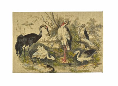 16" x 24" Vintage Linen Birds on Canvas