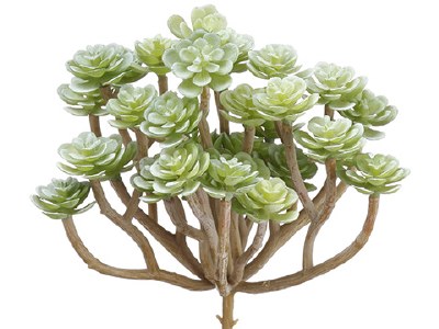 5.5" Faux Gray Green Soft Artificial Sedum Succulent Branched Spray