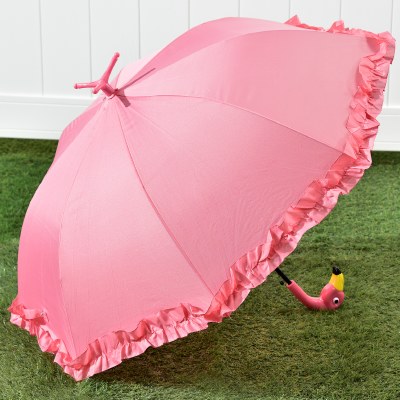 31" Pink Frilly Footed Flamingo Umbrella
