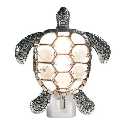 4" Silver Metal and Acrylic Sea Turtle Night Light