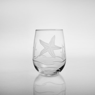 17 fl oz. Etched Starfish Stemless Wine Glass