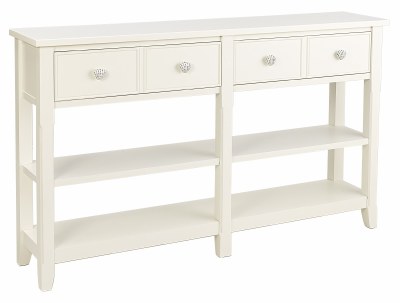 60" White Two Drawer Two Shelf Console