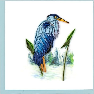 6" x 6" Quilling Blue Heron Greeting Card
