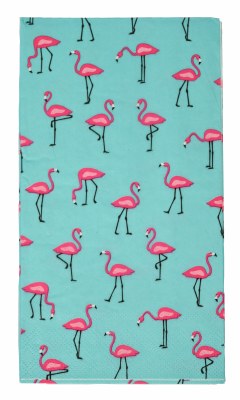 8" x 5" Square Blue and Pink Flamingo Paper Guest Towels