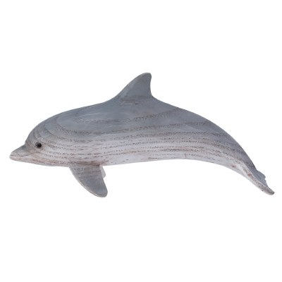 8" Gray and White Faux Carved Wood Dolphin Figurine