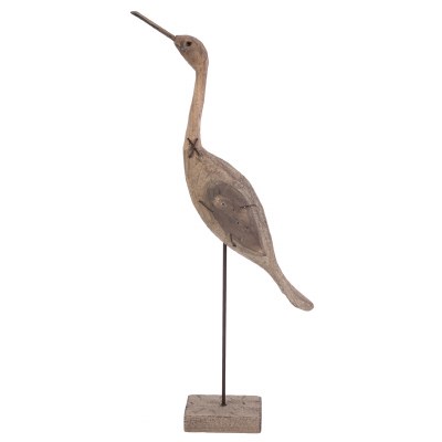 29" Natural Rustic Carved Driftwood Bird with Metal Stitching