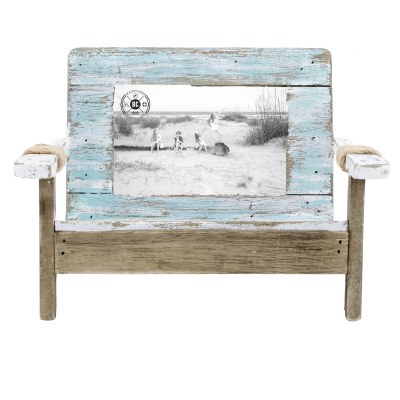 4" x 6" Distressed White and Blue Finish Coastal Chair Photo Frame