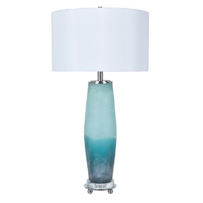 33" Frosted Blue Seaglass Column Lamp