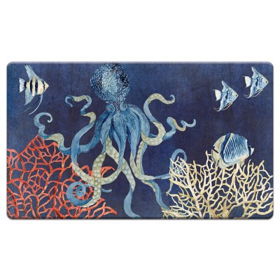 20" x 30" Indigo Blue Octopus and Coral Cushioned Mat