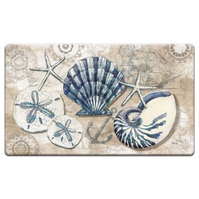 20" x 30" White and Blue Tidepool Sea Life Cushioned Mat