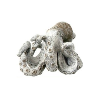 6" Gray and White Rustic Resting Octopus Sculpture
