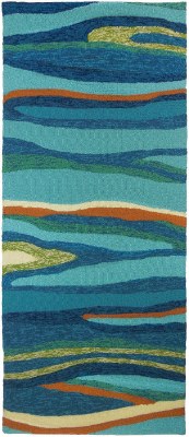 60" x 26" Multicolor Abstract Ocean Waves Rug