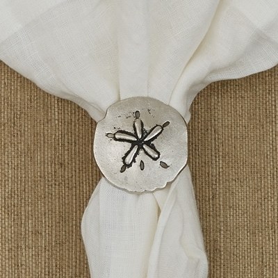 2" Distressed Silver Finish Sand Dollar Napkin Ring