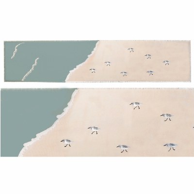 14" x 72" Embroidered Light Aqua Sandpiper Table Runner