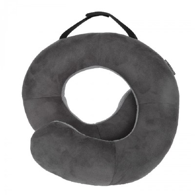 10" Gray Fabric Interlocking Neck Support Travel Pillow