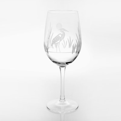 12 fl oz. Etched Heron Wine Glass