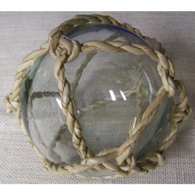 5" Clear Glass Orb with Buri Rope Weave
